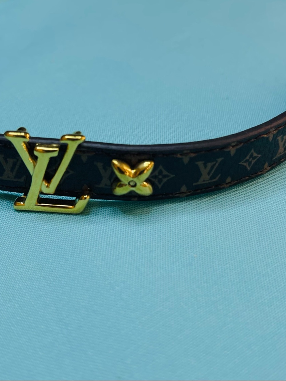 Leather Monogram Brown Bracelet with Gold Hardware